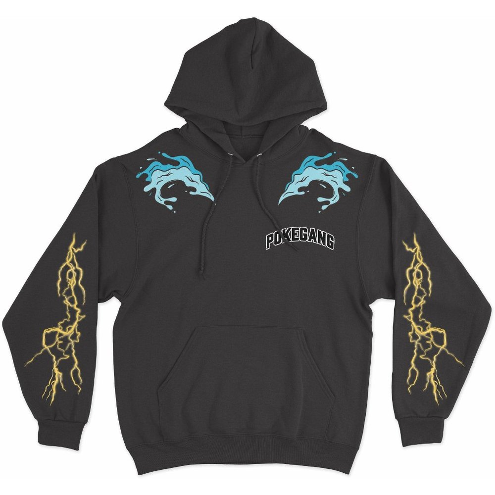 PokeGang Unisex Black Long Sleeve Kangaroo Pocket Pullover Sweat Soft Hoodie